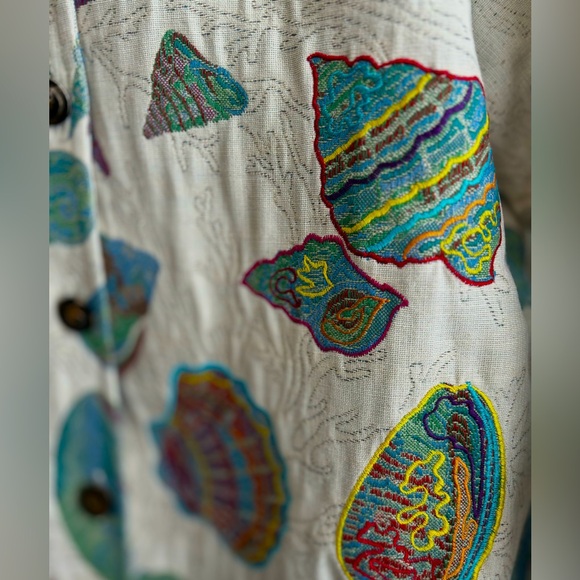 DANIEL K JACQUARD SHELL PRINT FRONT BUTTON TWO POCKETS MULTICOLOR JACKET SZ M - Picture 5 of 9